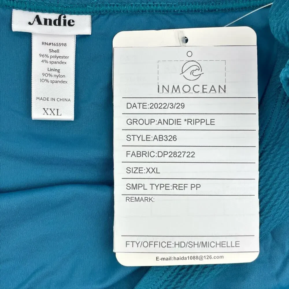 Andie Swim Womens Bikini Bottoms XXL Swimsuit Ripple Azure Blue NWT